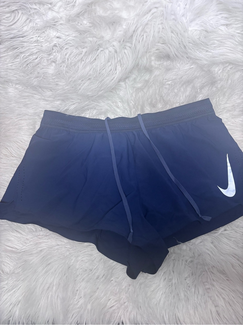 Nike Women's Navy Athletic Running Shorts with White Swoosh